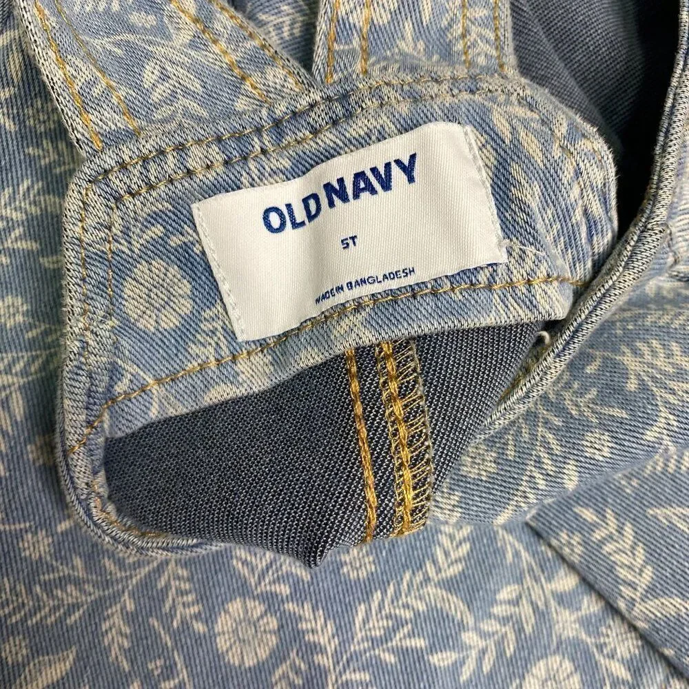 Old Navy Denim Jumper Floral Print Size 5T
